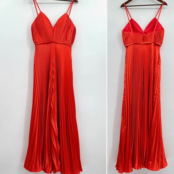 Mac Duggal 26319 Formal Pleated Wide Leg Jumpsuit in Tangerine Size 6 NWT - Picture 4 of 12